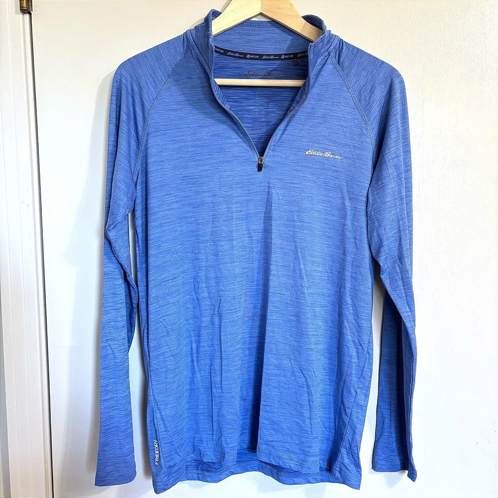 Eddie Bauer Motion Mens Small Blue FreeDry‎ Quarter Zip Pullover Gorpcore Active